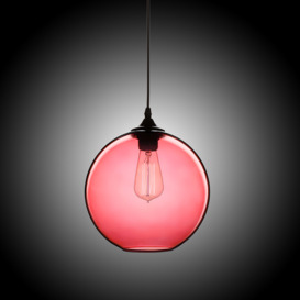 Modern Minimalist Single Edison Bulb Glass Pendant Light Globe Shape in Red Colour