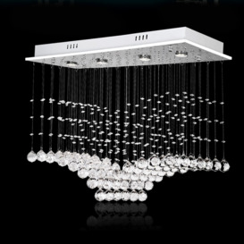 Modern Flush Mount Light Rectangle Shade Ceiling Light with Crystal Balls with Bulbs