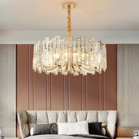 Clytia 10-Light Modern Crystal Chandelier with Adjustable Chain in Gold