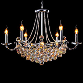 12-Light Crystal Chandeliers Candle Style Ceiling Lighting with Chain in Chrome