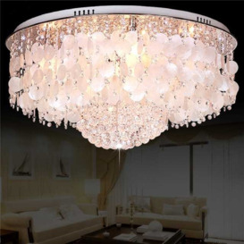 Glam 7-Light Flush Mount Light with Crystal & Shell Ceiling Hanging in Chrome Finish