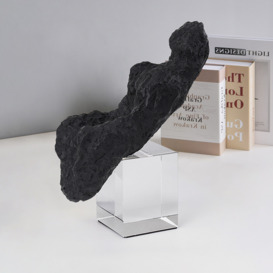 3D Modern Black Resin Stone Sculpture Figurine Ornament Home Decor Art with Crystal Base