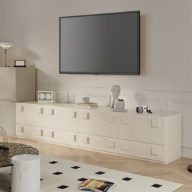 Modern White Wood TV Stand with 4 Drawers Convert to Tall Media Cabinet fo 2032mm TVs
