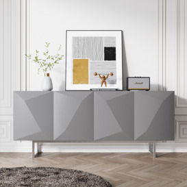 Modern 1800mm Grey Buffet Sideboard Kitchen Cabinet with 4 Doors Adjustable Shelves