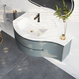 Floating Curved Bathroom Vanity Wall Mounted Half-Circle Bathroom Cabinet