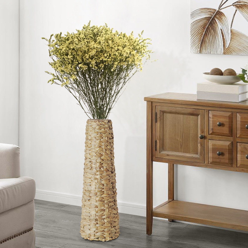 580mm Large Boho Woven Sea Grass Standing Floor Vase Decor Art Tall in Khaki