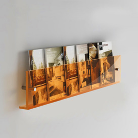 800mm Modern Acrylic Wall Mounted Floating Shelf Book Storage Display Rack in Orange