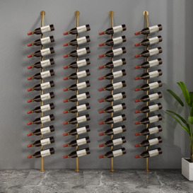 Industrial Gold Floor Wine Rack Metal 4 Piece 48-Bottle Vertical Tall Wine Rack
