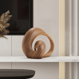 Modern 3D Resin Geometric & Abstract Sculpture Art Decor Ornament with Wood Texture