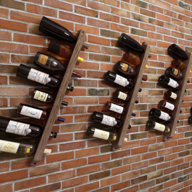 Rustic Wall Mounted Wooden Wine Rack 24 Bottle Vertical Wine Rack Holder Set of 3