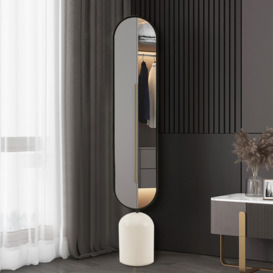 1500mm Oversized Oval Metal Full Length Standing Floor Mirror Black & White Living Room