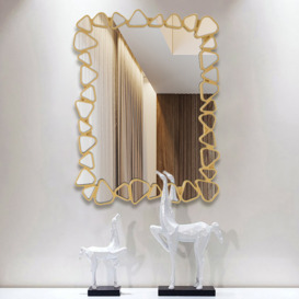 800 x 600mm Modern Large Gold Rectangle Irregular Pebble Wall Mirror Decor Living Room