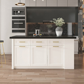 1830mm Large  Black & White Kitchen Island with Storage Modern Kitchen Cabinet