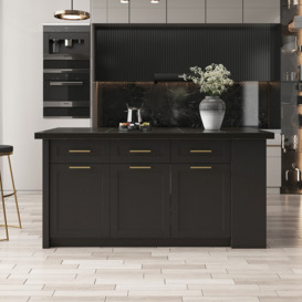 1830mm Large Black Kitchen Island with Storage Modern Kitchen Cabinet