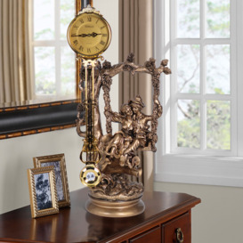 Vintage Bronze Swing Silent Desk Clock Resin European Style Home Decoration