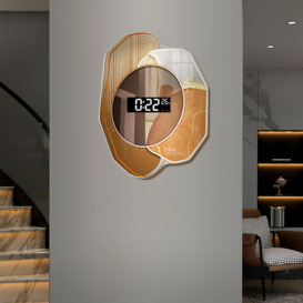 530mm LED Digital Display Abstract Acrylic Wall Clock Modern Decor Art in Orange