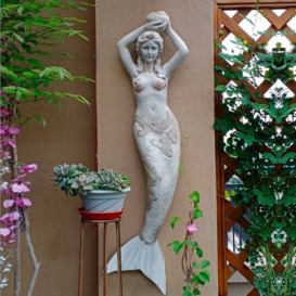 1000mm Large Outdoor Mermaid Wall Decor Resin Garden Wall Hanging Sculpture Decor Art