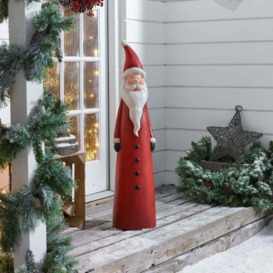 730mm Outdoor Santa Claus Statue Garden Resin Christmas Decor Standing Figurine in Red