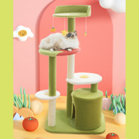 Cat Tree with Plush House and Sisal Scratching Multi-Level Cat Tower with Funny Toys