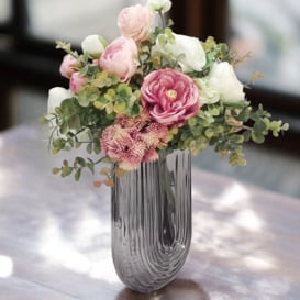 Natural Pink Artificial Flower Arrangement in Vase Fake Flower Dining Table Centerpiece
