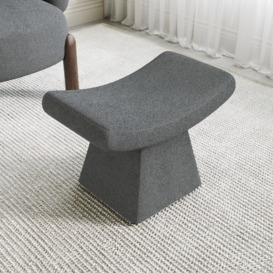 Modern Grey Boucle Stool Upholstered Ottoman Unique Design Footstool for Living Room