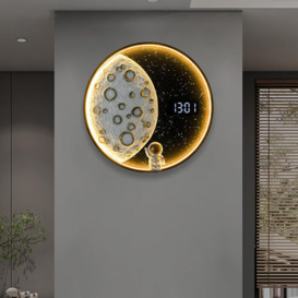 500mm LED Digital Round Moon Astronaut Wall Clock Spaceman Decor Art USB Charging