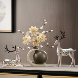 Creative Silver Deer Decoration Artificial Flower Set Golden Artificial Flowers in Vase