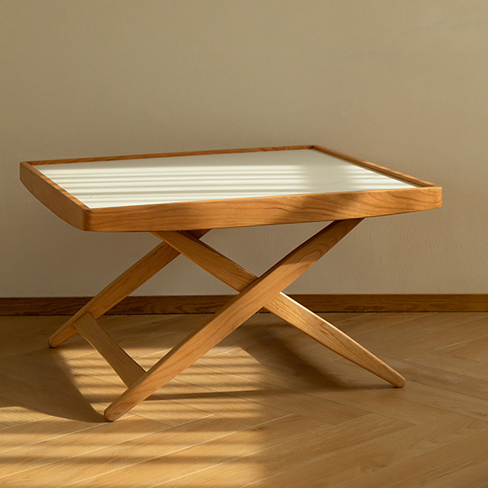 Modern Wooden Coffee Table with Sintered Stone Top