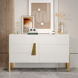 1400mm Modern White 6 Drawer Dresser Fluted Chest Storage Cabinet