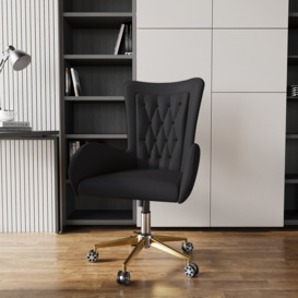 Oakic Modern Leather Office Chair Black Ergonomic Desk Chair with Swivel Base & Height Adjustable