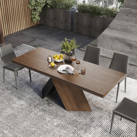 1630mm-2030mm Extendable Walnut Dining Table Modern Farmhouse 6-8 Seater Pedestal Base