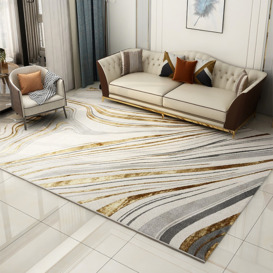 1500mm x 2100mm  Luxury Abstract Art Deco Rug with Marble Pattern Carpet for Livingroom & Bedroom