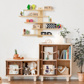 5-Tier Wall Wooden Display Shelf Kids Room Decoration Toy Storage Organizer