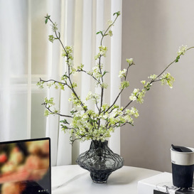 5pcs Artificial Cherry Blossom Branches Set with Abstract Vase Desktop Artificial Plant