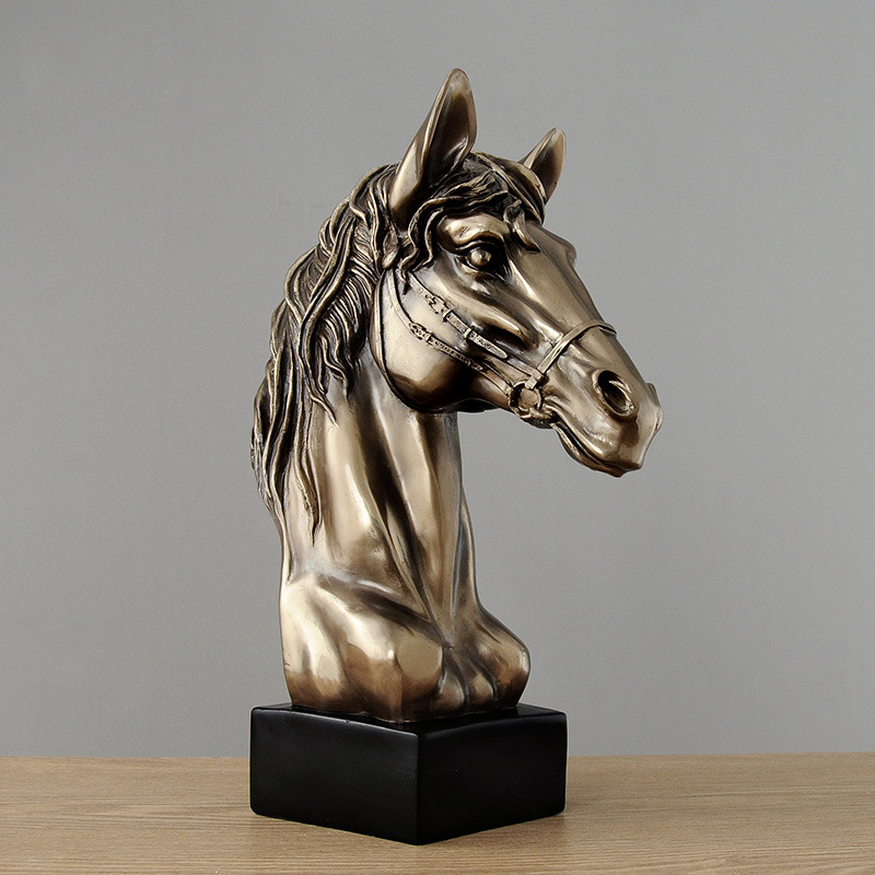 405mm Bronze Horse Head Statue Decoration Animal Sculpture Art Living Room Bedroom