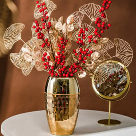 Artificial Plants in Golden Mosaic Ceramic Vase Mix Creative Fake Plants Set Decor