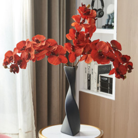 Modern Creative Orange Orchid Artificial Flower Arrangement in Black Vase