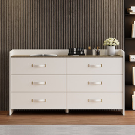 1500mmW Modern White 6 Drawer Dresser Chest Bedroom Storage Cabinet