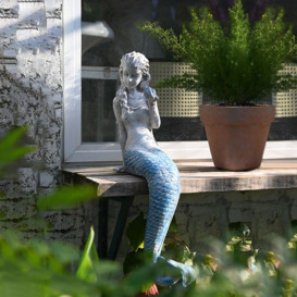 630mm Outdoor Statues Mermaid Decor White Resin Garden Ornaments Sculpture Decor Art