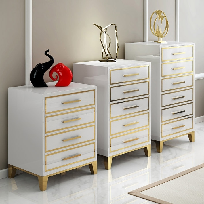 White Chest of Drawers Modern 6 Drawers Accent Chest Large
