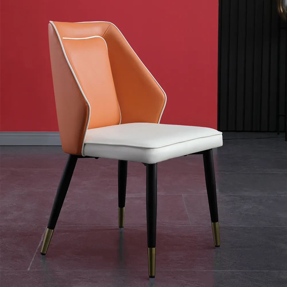 Orange Upholstered Dining Chair (Set of 2) PU Leather Chair