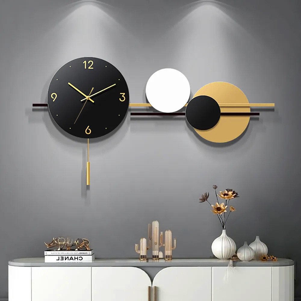 900mm Modern Geometric Metal Digital Wall Clock Oversized Wall Decor For Living Room