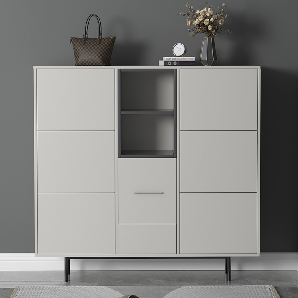 1400mm Nordic Light Grey Shoe Cabinet Rectangle with Turnover Doors in Large