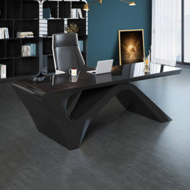 1400mm Modern Rectangular Black Computer Desk Office Desk with Pedestal Base