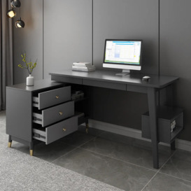 Ultic Gray Reversible L-Shaped Desk Computer Desk with Drawers & Shelf Ample Storage