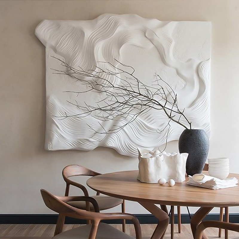 3D White Sea Waves Texture Painting Art Modern Abstract Ocean Wall Decor Living Room 700mmW*500mmH*30mmW