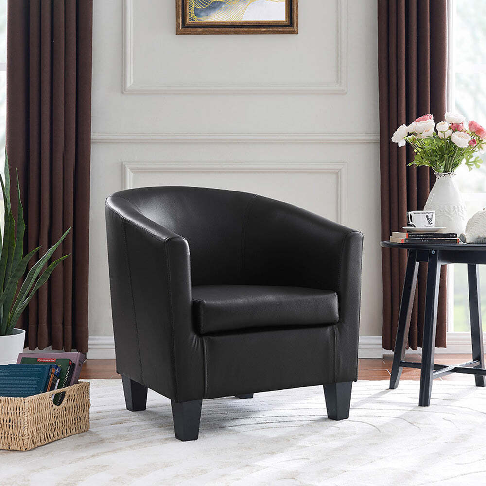 Canberra Accent Tub Chair, Black PU Leather