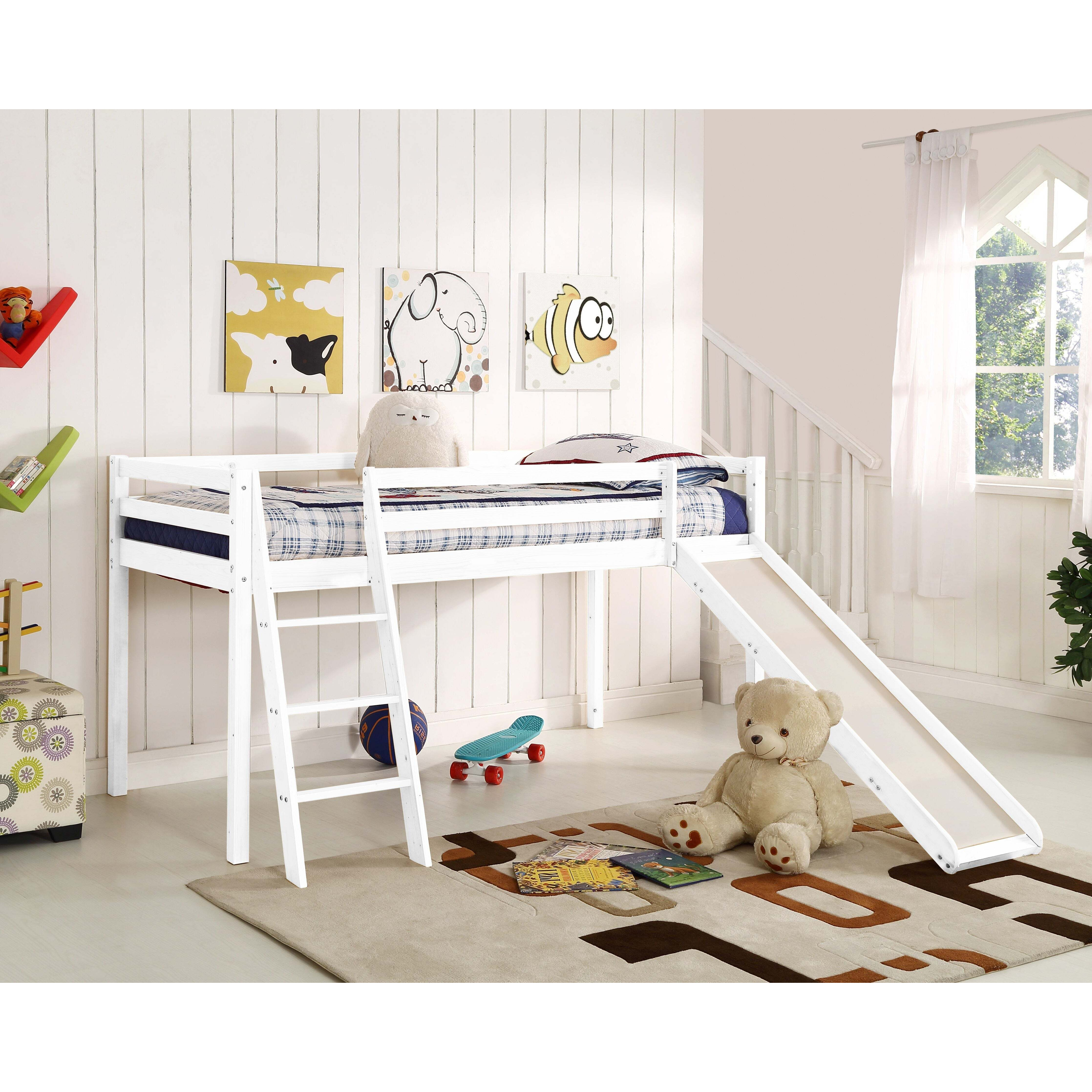 Newark Wooden Midsleeper Bunk Bed with Slide, White by Home Detail
