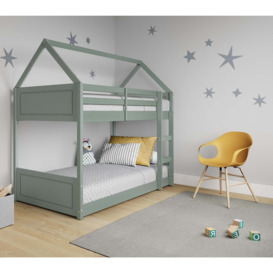 Miller Bunk Bed House Single Kids Frame, Pastel Green