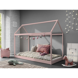 Taylor Kids Wooden Bed Single House, Pastel Pink